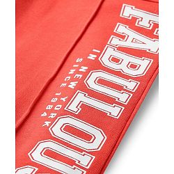 Babyhug French Terry Full Length Lounge Pant With Text Print - Red