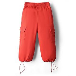 Babyhug French Terry Full Length Lounge Pant With Text Print - Red