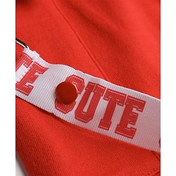 Babyhug Terry Knit Full Length Track Pants with Cute Text Print - Red