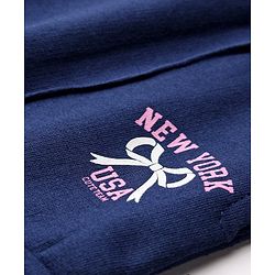 Babyhug French Terry Knit Full Length Lounge Pant With Text Print - Navy Blue