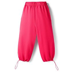 Babyhug French Terry Knit Full Length Lounge Pant with Paris Print - Dark Pink