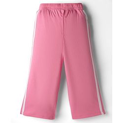 Babyhug French Terry Knit Full Length Track Pant with Tape Design & Bow Applique - Pink