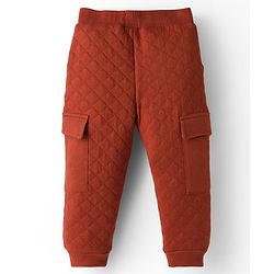 Babyhug French Terry Knit Full Length Lounge Pant with Badge & Pocket - Rust Orange