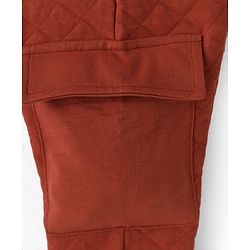 Babyhug French Terry Knit Full Length Lounge Pant with Badge & Pocket - Rust Orange