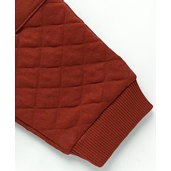 Babyhug French Terry Knit Full Length Lounge Pant with Badge & Pocket - Rust Orange