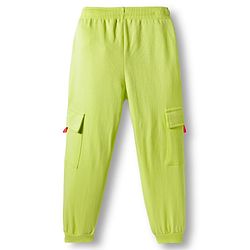 Babyhug French Terry Knit Full Length Lounge Pant with Athletic Text Print & Pocket - Light Green