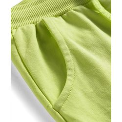 Babyhug French Terry Knit Full Length Lounge Pant with Athletic Text Print & Pocket - Light Green