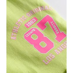 Babyhug French Terry Knit Full Length Lounge Pant with Athletic Text Print & Pocket - Light Green