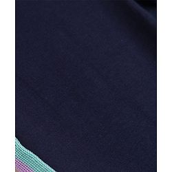 Babyhug Cotton Knit Full Length Leggings With Tape Design- Navy Blue