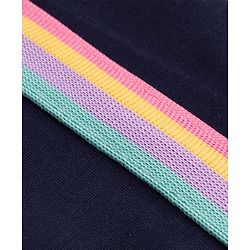 Babyhug Cotton Knit Full Length Leggings With Tape Design- Navy Blue