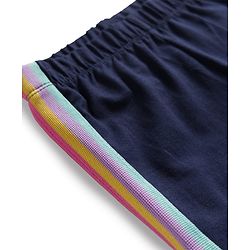 Babyhug Cotton Lycra Knit Full Length Leggings with Tape Design - Black