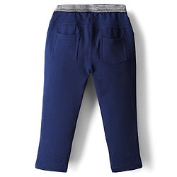 Babyhug Cotton Lycra Knit Full Length Jeggings With Foil Star Print & Stretch - Navy Blue