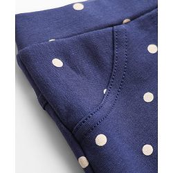 Babyhug Cotton Lycra Knit Full Length Jeggings With Polka Dot Print - Navy Blue
