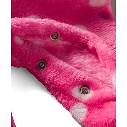 Babyhug Velour Knit Full Sleeves Footed Winter Sleep Suit with Polka Dot Print - Pink