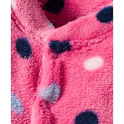Babyhug Velour Knit Full Sleeves Footed Velour Winter Sleep Suit with Polka Dot Print - Pink