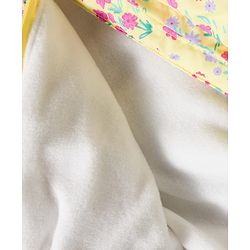 Babyhug Woven Full Sleeves Padded Hooded Jacket with Floral Print Bow Applique & Fur Design - Yellow
