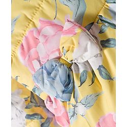 Babyhug Woven Full Sleeves Hoodie with Floral Print & Bow Applique - Pink & Yellow