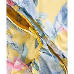 Babyhug Woven Full Sleeves Hoodie with Floral Print & Bow Applique - Pink & Yellow