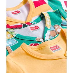 Babyhug 100% Cotton Interlock Knit Full Sleeves Jhablas With Animal Print Pack Of 3 - Yellow & Green