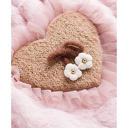 Babyhug Fur Woven Full Sleeves Winter Jacket With Heart & Floral Applique - Pink