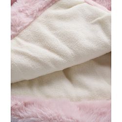 Babyhug Fur Woven Full Sleeves Winter Jacket With Heart & Floral Applique - Pink