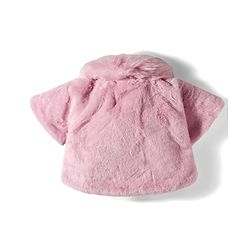 Babyhug Fur Woven Full Sleeves Jacket with Pearl Floral Applique - Pink