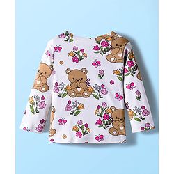 Babyhug 100% Cotton Interlock Knit Full Sleeves Jhablas With Floral & Animal Print Pack Of 3 - Pink & White