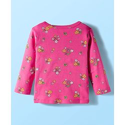 Babyhug 100% Cotton Interlock Knit Full Sleeves Jhablas With Floral & Animal Print Pack Of 3 - Pink & White