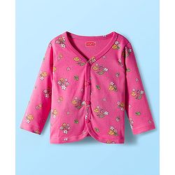 Babyhug 100% Cotton Interlock Knit Full Sleeves Jhablas With Floral & Animal Print Pack Of 3 - Pink & White