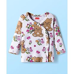 Babyhug 100% Cotton Interlock Knit Full Sleeves Jhablas With Floral & Animal Print Pack Of 3 - Pink & White