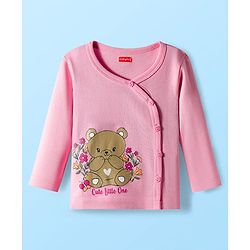 Babyhug 100% Cotton Interlock Knit Full Sleeves Jhablas With Floral & Animal Print Pack Of 3 - Pink & White