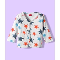 Babyhug 100% Cotton Interlock Knit Full Sleeves Jhablas With Star & Animal Print Pack Of 3 - White Orange & Navy Blue