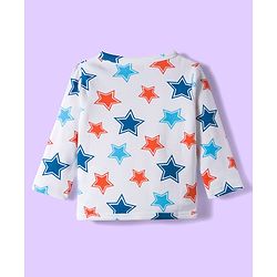 Babyhug 100% Cotton Interlock Knit Full Sleeves Jhablas With Star & Animal Print Pack Of 3 - White Orange & Navy Blue