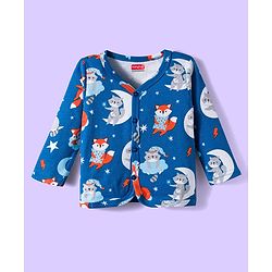 Babyhug 100% Cotton Interlock Knit Full Sleeves Jhablas With Star & Animal Print Pack Of 3 - White Orange & Navy Blue