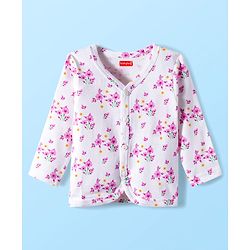Babyhug 100% Cotton Full Sleeves Jhablas With Floral & Polka Dot Print Pack Of 3 - Pink Yellow & White