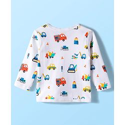 Babyhug 100% Cotton Interlock Knit Full Sleeves Jhablas With Stripes & Vehicle Print Pack Of 3 - Yellow & White