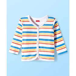 Babyhug 100% Cotton Interlock Knit Full Sleeves Jhablas With Stripes & Vehicle Print Pack Of 3 - Yellow & White