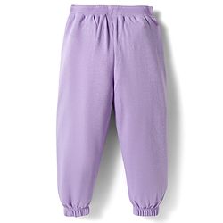 Babyhug Terry Knit Premium Light Gauge Terry Full Sleeves Top & Joggers Set with Just Happy Smiles Text Print - Lavender