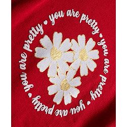 Babyhug Terry Knit Premium Light Gauge Terry Full Sleeves Hooded Top & Leggings Set with Kangaroo Pocket & Floral Print - Red & Black