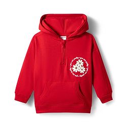 Babyhug Terry Knit Premium Light Gauge Terry Full Sleeves Hooded Top & Leggings Set with Kangaroo Pocket & Floral Print - Red & Black