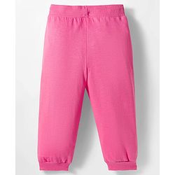 Babyhug Terry Knit Premium Light Gauge Terry Full Sleeves Hooded Top & Lounge Pant Set With Floral Embriodery - Pink
