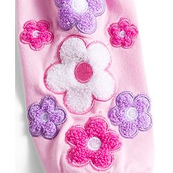Babyhug Terry Knit Premium Light Gauge Terry Full Sleeves Hooded Top & Lounge Pant Set With Floral Embriodery - Pink