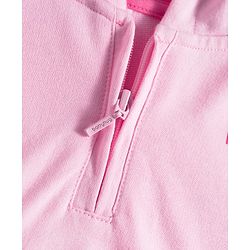 Babyhug Terry Knit Premium Light Gauge Terry Full Sleeves Hooded Top & Lounge Pant Set With Floral Embriodery - Pink