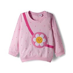 Babyhug Terry Knit Premium Light Gauge Terry Full Sleeves Top & Pant Set With Floral Print - Pink