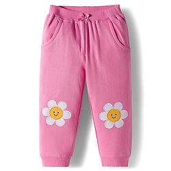 Babyhug Terry Knit Premium Light Gauge Terry Full Sleeves Top & Pant Set With Floral Print - Pink
