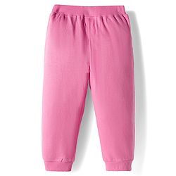 Babyhug Terry Knit Premium Light Gauge Terry Full Sleeves Top & Pant Set With Floral Print - Pink