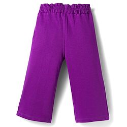 Babyhug Terry Knit Premium Light Gauge Terry Full Sleeves Top & Trouser Set with Floral Embroidery & Frill Detailing - Purple