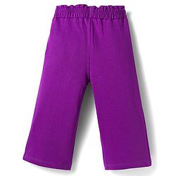 Babyhug Terry Knit Premium Light Gauge Terry Full Sleeves Top & Trouser Set with Floral Embroidery & Frill Detailing - Purple