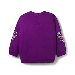 Babyhug Terry Knit Premium Light Gauge Terry Full Sleeves Top & Trouser Set with Floral Embroidery & Frill Detailing - Purple