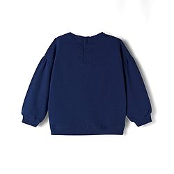 Babyhug Terry Knit Premium Light Gauge Terry Full Sleeves Top & Lounge Pant Set With Butterfly Print - Navy Blue